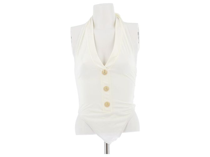 Balmain Weißer Einteiler Badeanzug