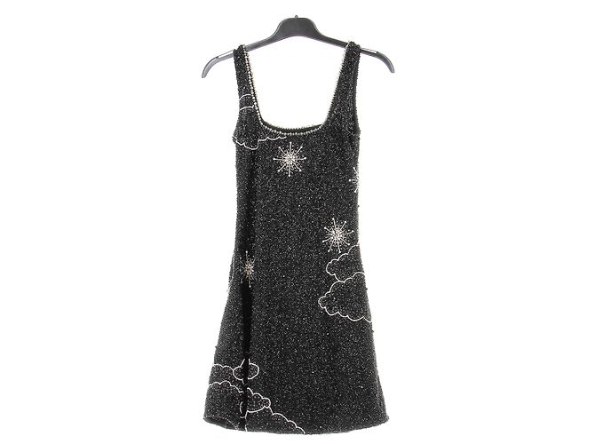 Autre Marque CLIO PEPPIATT Schwarzes kurzes Kleid mit Perlen