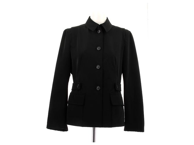 Prada Black Button Jacket Polyester Size 44