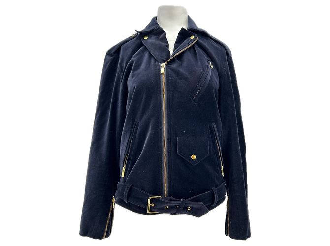 Autre Marque MODETROTTER Marineblaue Multizip-Jacke mit Gürtel