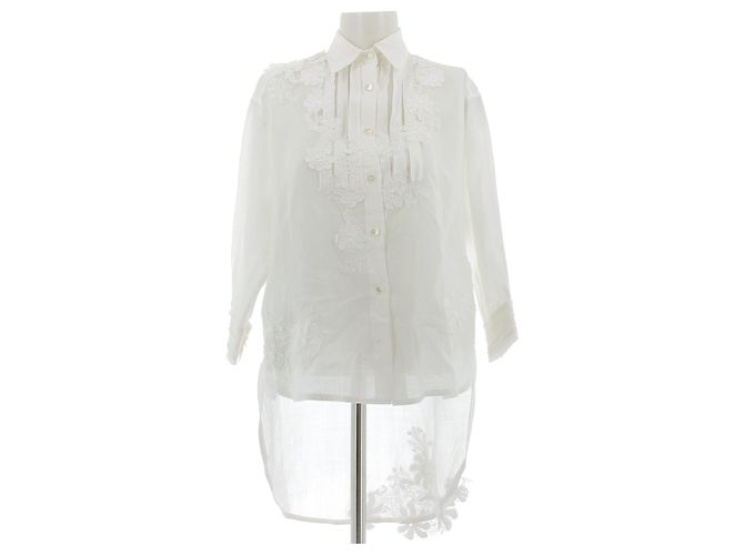 Camicia Ermanno Scervino bianca ricamata in ramie Bianco