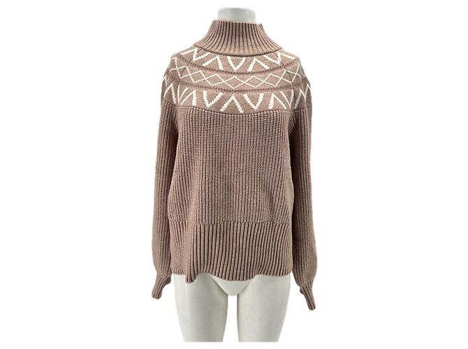 Autre Marque Pullover mit braunem und cremefarbenem Muster 