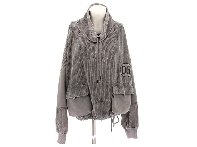 Dolce & Gabbana Pull velours côtelé gris Grey