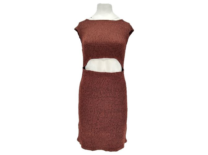 Les Benjamins Smockkleid aus Viskose Braun