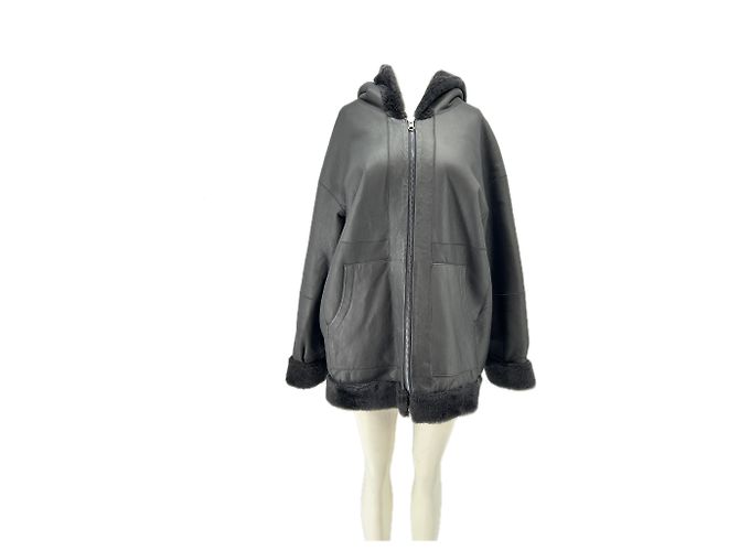 Giorgio Armani Schwarze Schaflederjacke