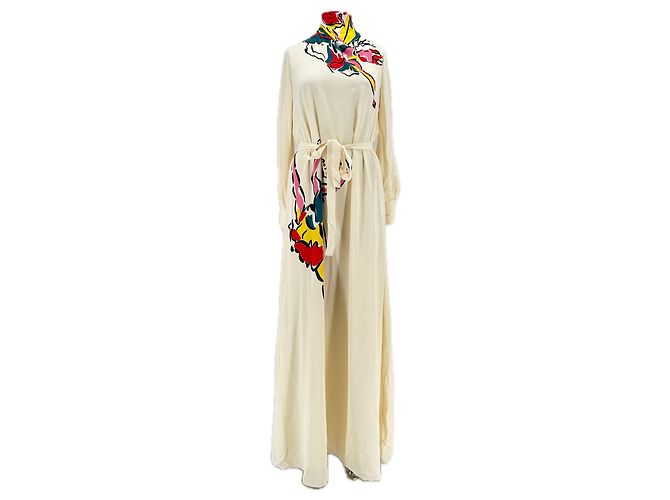 Robe maxi en soie beige Tory Burch