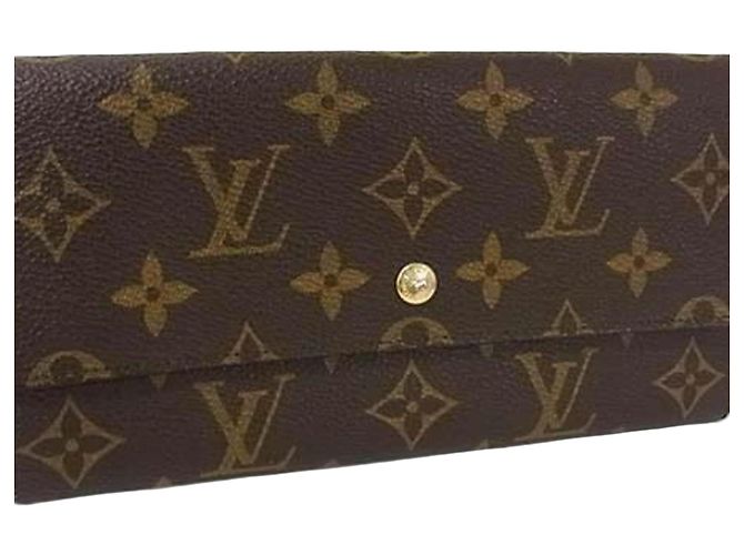Cartera larga bifold Monogram Louis Vuitton Castaño