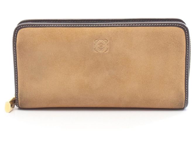 Loewe Anagram Round Long Wallet Brown