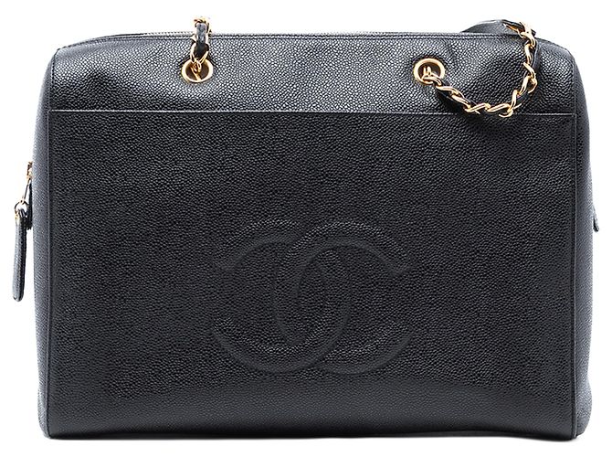 Borsa a Spalla Chanel CC Caviar Nera Nero