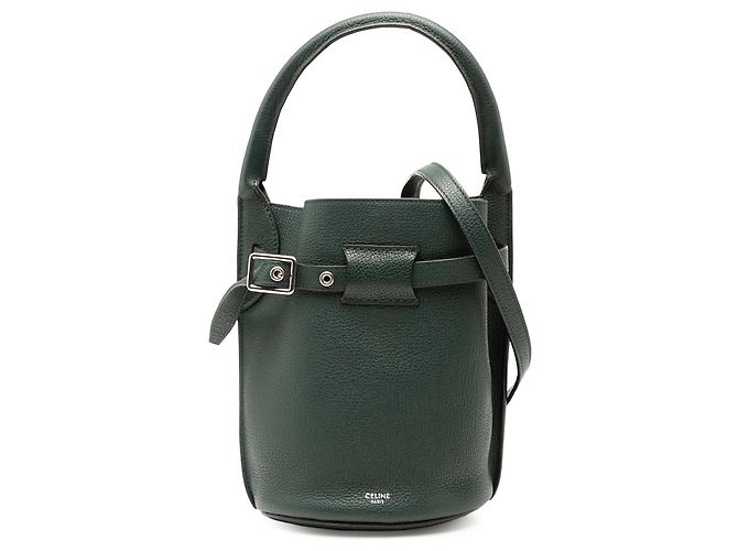 Céline Borsa grande a secchiello in pelle verde Nano di Celine Verde scuro