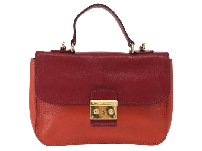 Miu Miu Madras Top Handle Leather Small Rouge