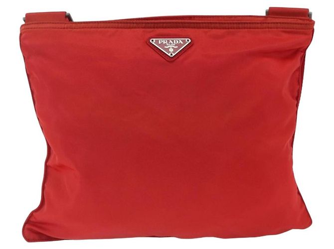 Prada Zip Top Messenger Bag Tessuto Large Red
