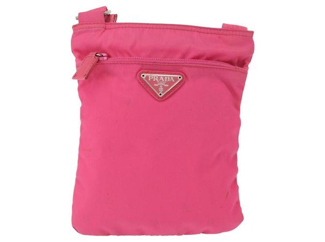Prada Bolso Bandolera Tessuto Small con Bolsillo Frontal Rosa