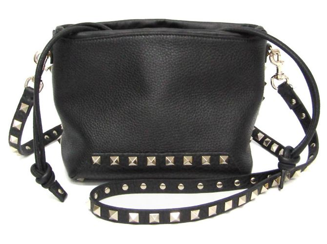 Borsa a spalla con cordino Lockstuds di Valentino Garavani Nero