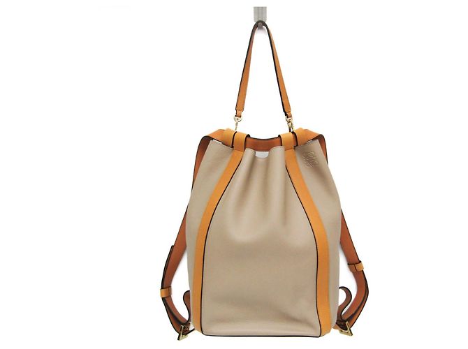 Mochila/bolsa de couro Loewe Midnight para mulheres Bege Amarelo