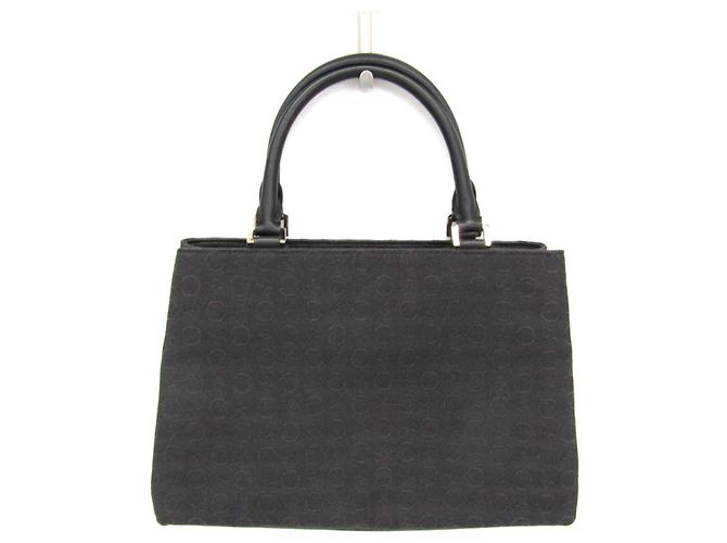 Céline Celine C Macadam Handtasche mit Kutschenmuster Schwarz Dunkelbraun