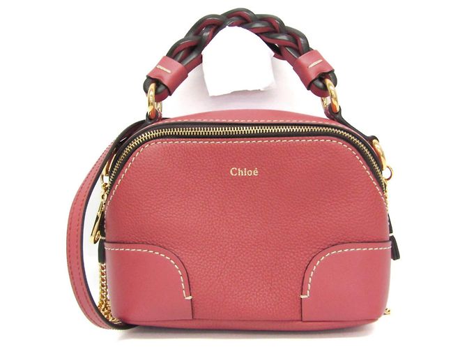 Chloé MINI DARIA Bolsa de couro rosa