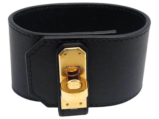 Hermès NEW HERMES KELLY TWIST GM BRACELET H011083 T3 17CM SWIFT LEATHER BLACK BANGLE 