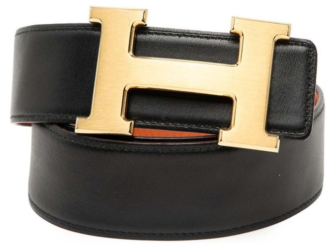 Hermès Hermes Constance H Reversible Belt Black Orange