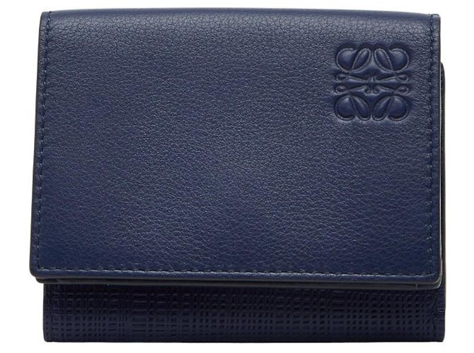 LOEWE Blue Leather Tri-fold Wallet