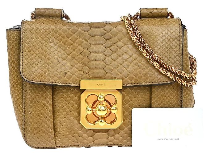 Chloé Borsa a Spalla Chloe Elsie Chain Python Piccola Beige Pelle