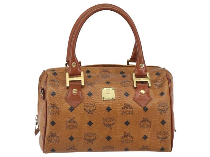 Borsa MCM Visetos in tela e pelle Marrone