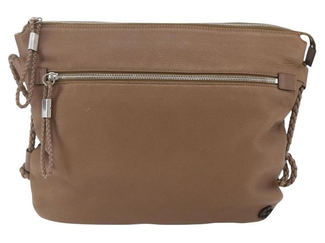 Bolsa mensageiro de couro médio com alça trançada Gucci Marrom