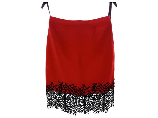 Gonna Christopher Kane in lana rossa e nera Nero Rosso