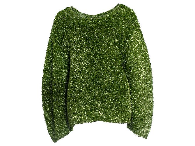 Dries van Noten, Suéter verde oversized de lamé
