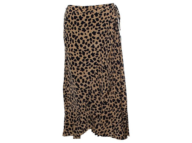 Autre Marque Saia midi envolvente estampada de leopardo Rixo London
