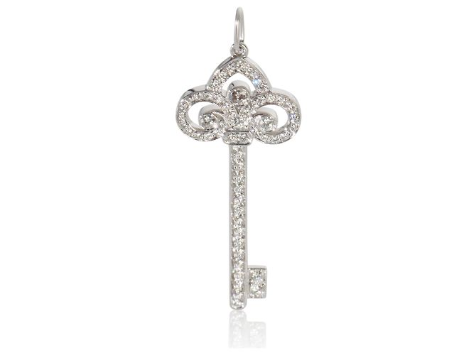 Tiffany & Co. Platin-Diamant Fleur De Lis Schlüsselanhänger