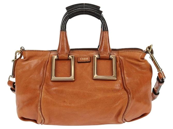 Chloé Bolsa de mão em couro Chloe Ethel Marrom