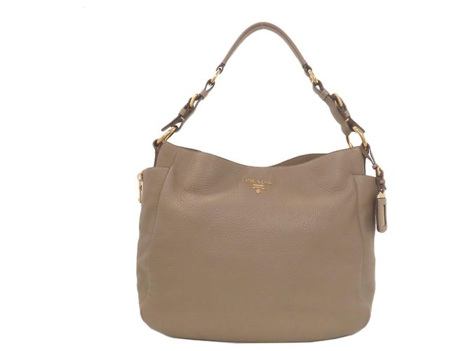 Bolsa tote de um ombro Prada em couro de bezerro marrom
