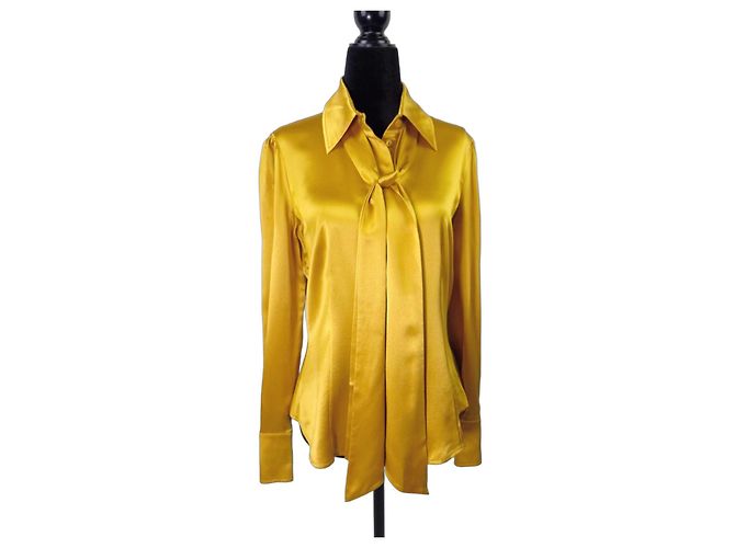 Camisa amarilla Max Mara con lavallière Amarillo