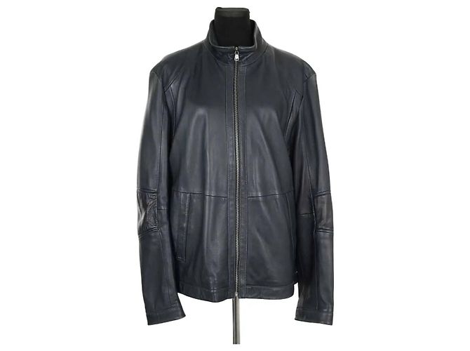 Hugo Boss Blaue Lederjacke