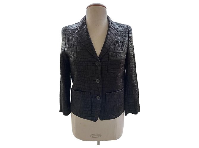 Chaqueta Dries Van Noten Negra Efecto Serpiente Negro