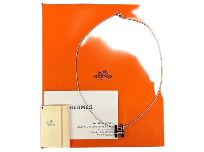 Hermès Caged d'H H Cube Halskette aus Silber 925 Metallisch 