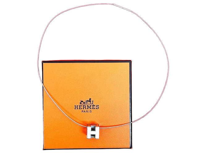 Collier en métal Hermès Caged d'H H Cube Argenté Métallisé 