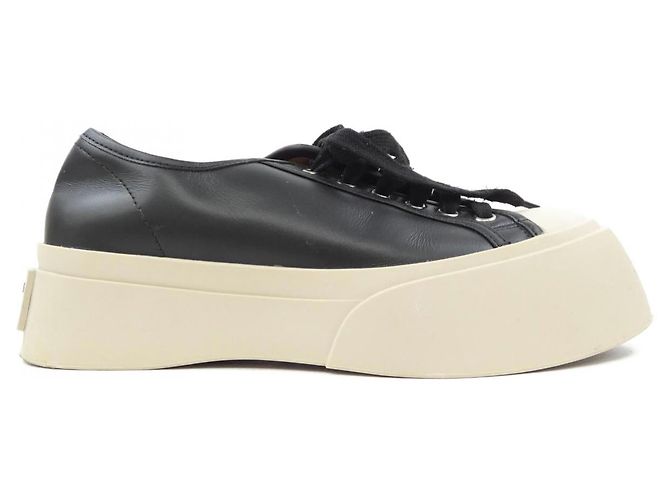 Sapatos de couro Marni Preto Bege