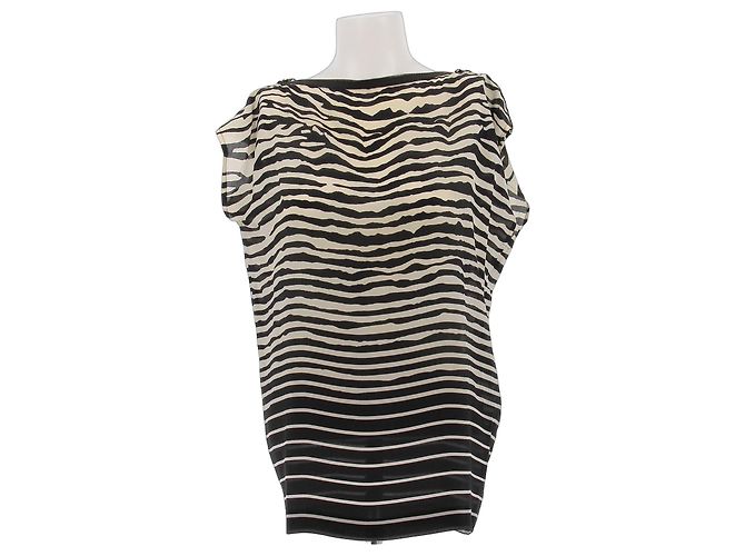 Alexander Mcqueen Ärmellose Bluse aus Seide mit Zebra-Muster Schwarz