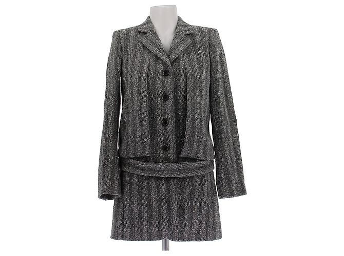 Marc Jacobs Lange graue Tweedjacke aus Wolle