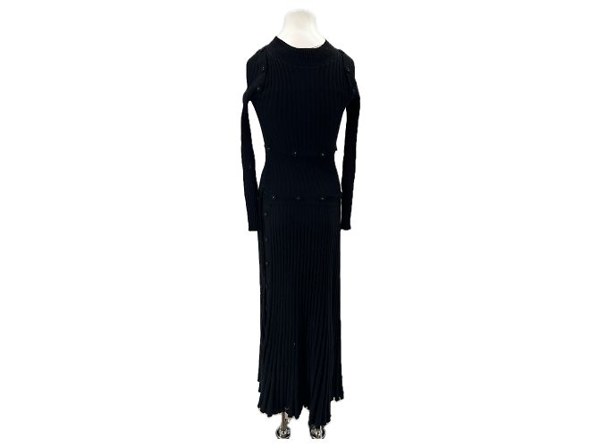 Autre Marque Schwarzes Wollkleid mit Knöpfen