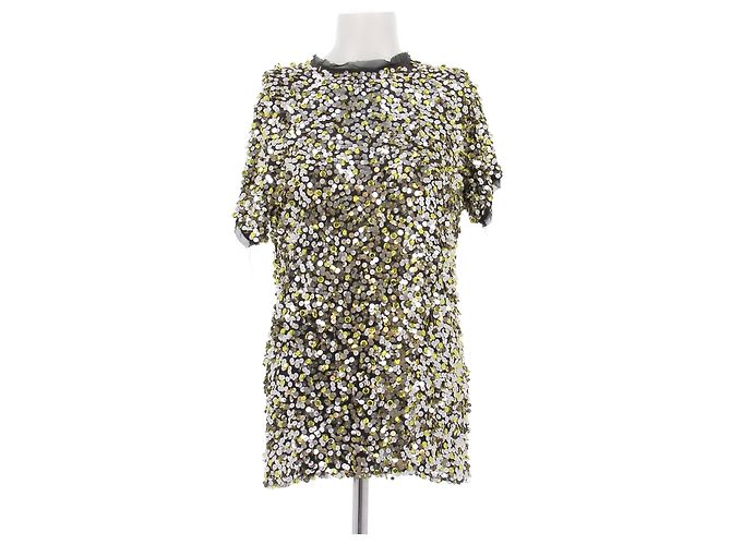 Lanvin T-shirt in seta con paillettes D'oro
