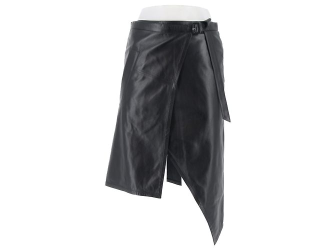 Louis Vuitton Asymmetrischer schwarzer Lederrock