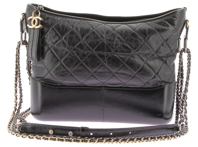 Chanel Schwarze Lederhandtasche "Gabrielle"