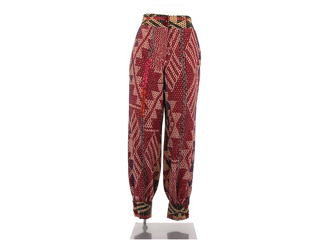 Autre Marque Bunte Seidenhose Pink