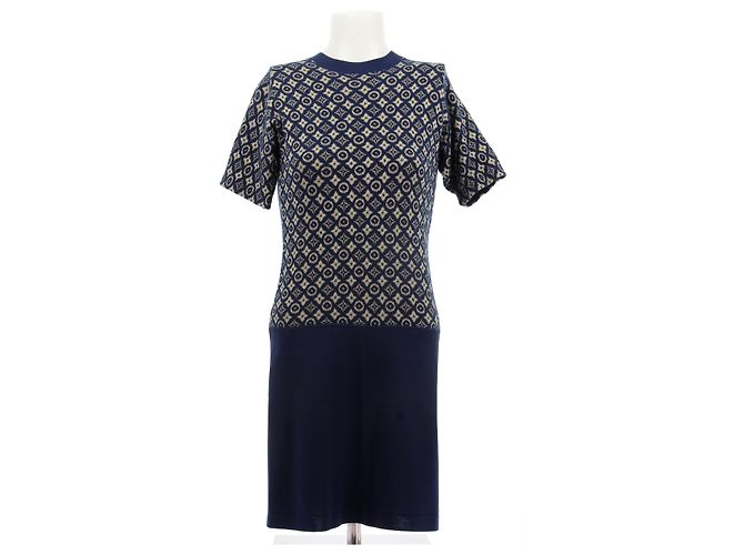 Louis Vuitton Marineblaue monogrammierte Robe