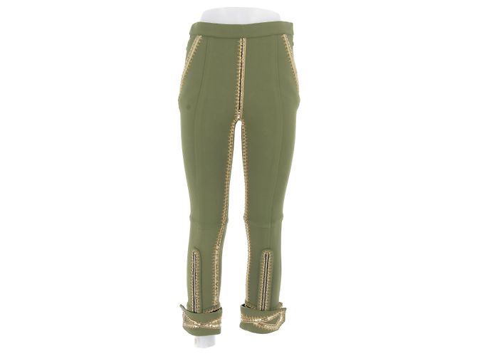 Louis Vuitton Calça caqui com detalhes dourados