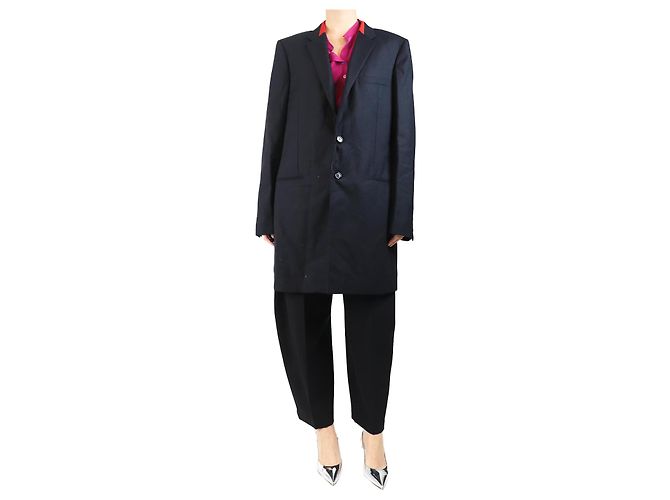 Saint Laurent Blazer in lana nero oversize - taglia UK 12
