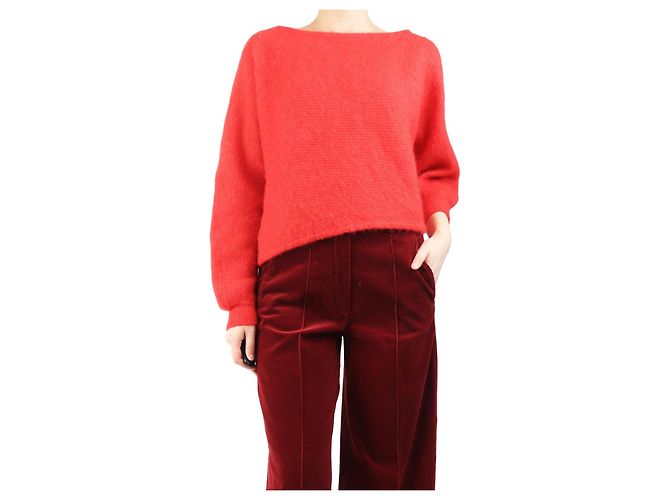 Ba&Sh Roter Alpaka-Mix Off-Shoulder-Pullover - Größe S